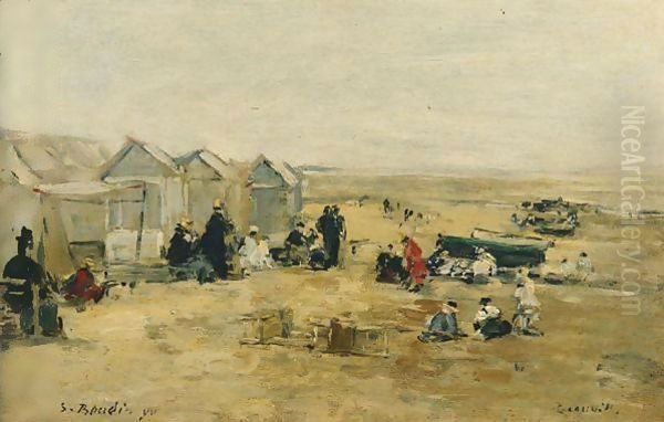 Deauville-Scene De Plage Oil Painting by Eugene Boudin