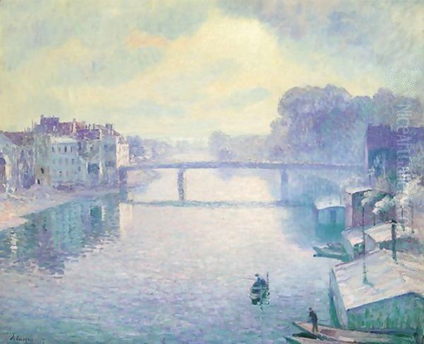 La Marne A Lagny, Effet Brumeux Oil Painting by Henri Lebasque