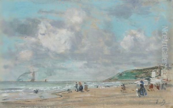 La Plage De Trouville Oil Painting by Eugene Boudin