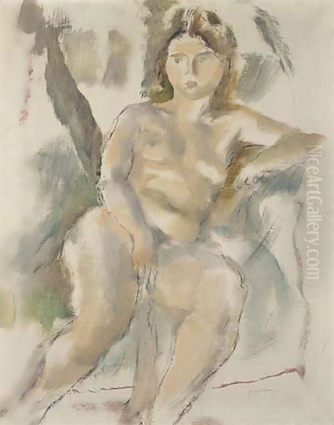 Femme Nue Assise Oil Painting by Jules Pascin