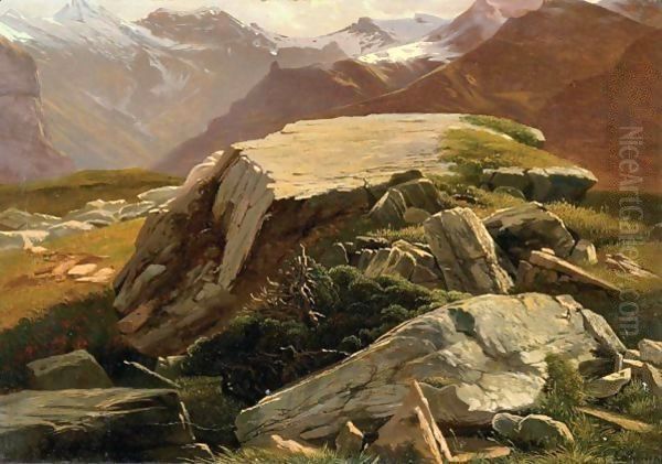 Rocks Near Murren, Switzerland Oil Painting by Alexandre Calame