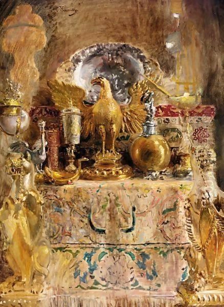 Treasures In The Granovitaya Palata Oil Painting by Konstantin Egorovich Egorovich Makovsky