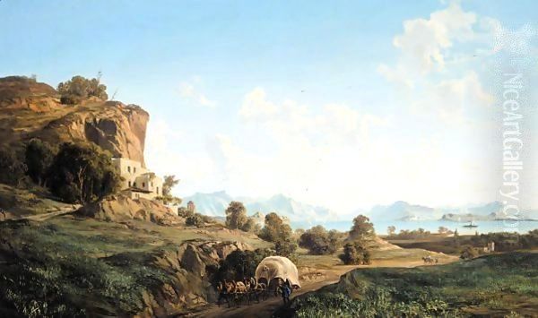 Mountain Landscape Oil Painting by Ludwig Franz Karl Bohnstedt