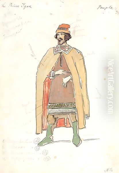 Design For A Peasant From Prince Igor Oil Painting by Konstantin Alexeievitch Korovin