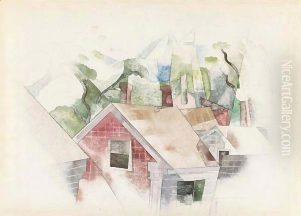 Rooftops Oil Painting by Charles Demuth