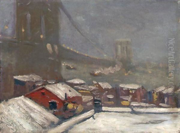 Brooklyn Bridge Oil Painting by George Luks