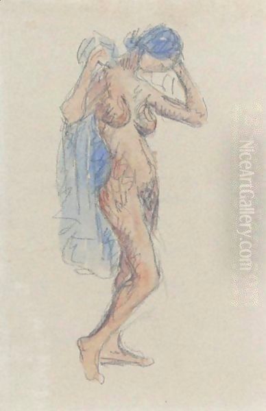 Nude Model With Drapery Oil Painting by Maurice Brazil Prendergast