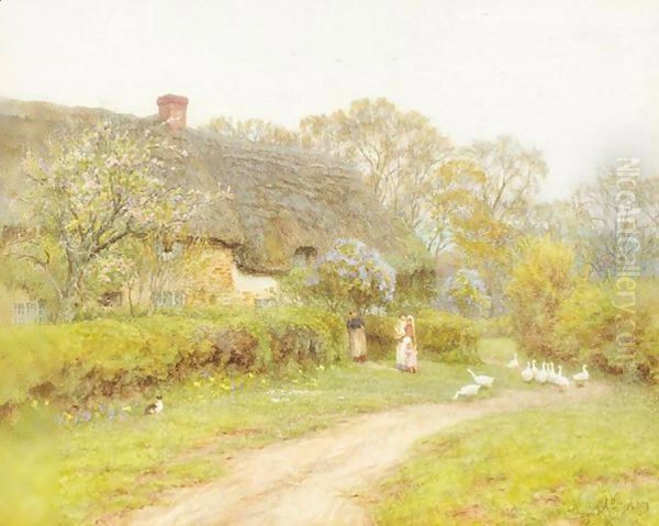 Spring Time At Lower Denhay, Bridport Oil Painting by Helen Mary Elizabeth Allingham