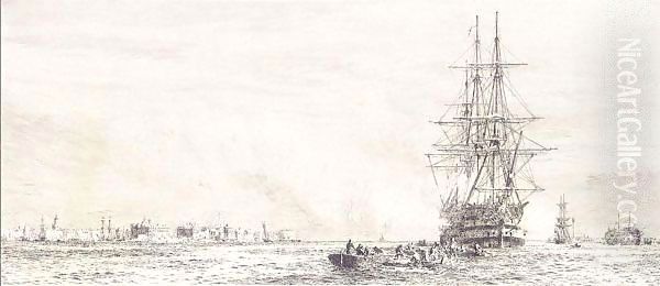 Portsmouth Harbour Oil Painting by William Lionel Wyllie