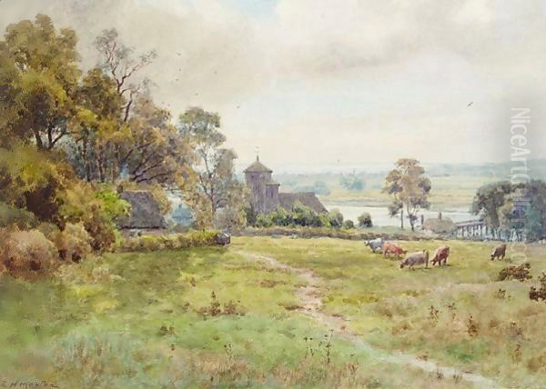 Old Shoreham Church Oil Painting by Elliot Henry Marten