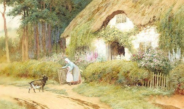 Cottage Garden In Summer Oil Painting by Arthur Claude Strachan