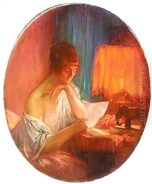 The Letter Oil Painting by Pierre Amede Marcel-Beronneau