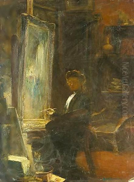 Studio Interior Oil Painting by Pierre Amede Marcel-Beronneau