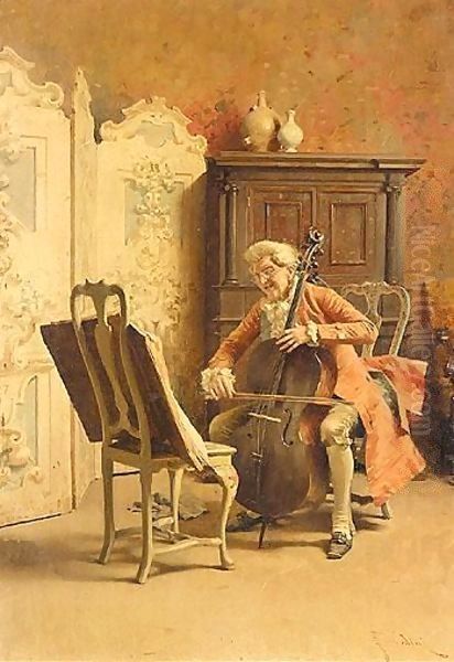 The Cellist Oil Painting by Giovanni Paolo Bedini