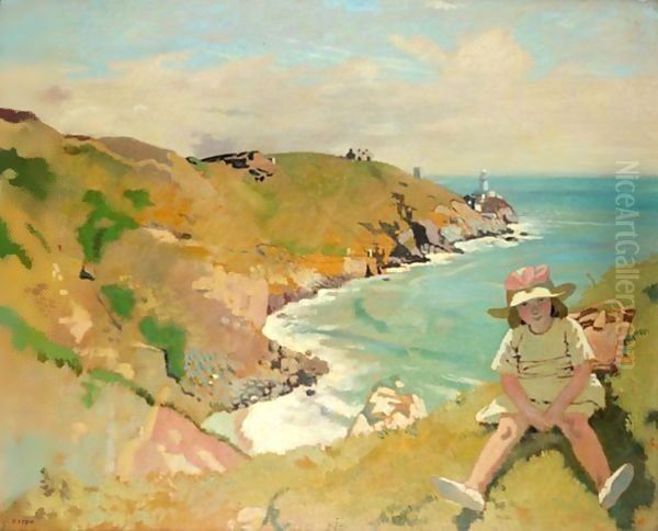 The Edge Of The Cliff, Howth Oil Painting by Sir William Newenham Montague Orpen