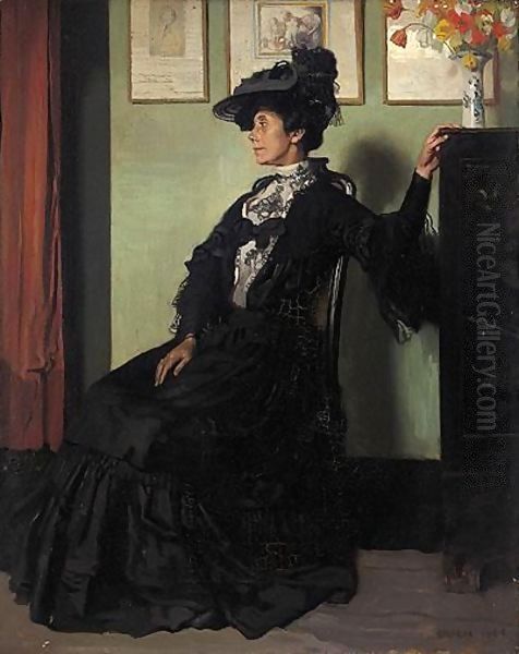 Portrait Of Mrs Ella Fry Oil Painting by Sir William Newenham Montague Orpen