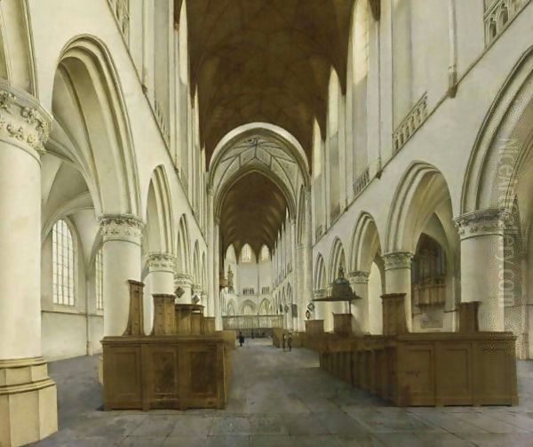 Haarlem The Interior Of The St. Bavo Oil Painting by Isaak Nickelen