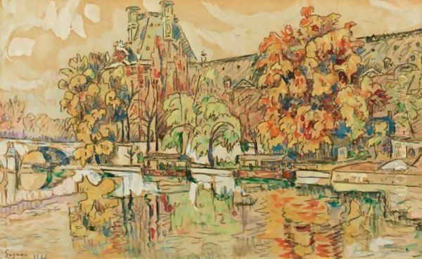 Quai De Louvre Oil Painting by Paul Signac