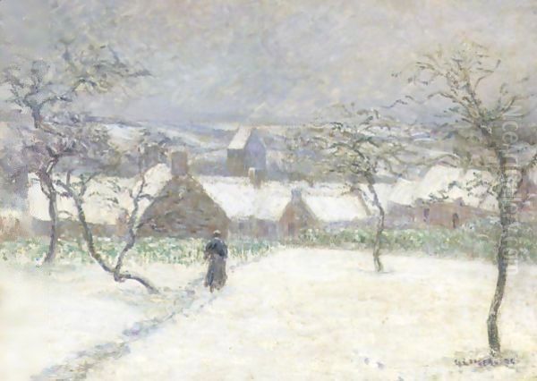 La Neige A Mortain Oil Painting by Gustave Loiseau