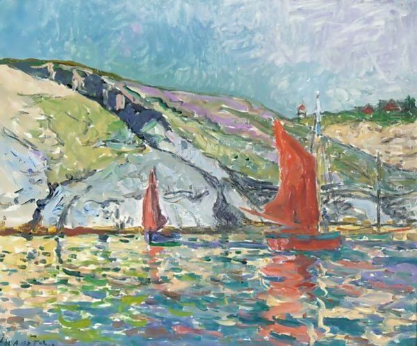 Voiliers Au Large De La Cote Oil Painting by Maxime Maufra