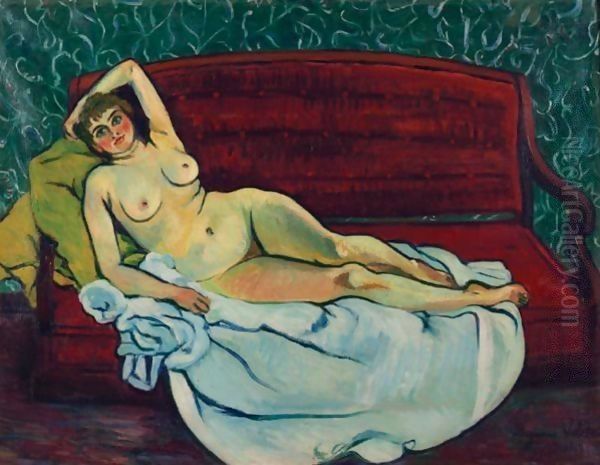 Nu Allonge Sur Un Canape Oil Painting by Suzanne Valadon