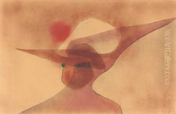 Dame Im Breiten Hut (Lady In A Wide-Brimmed Hat) Oil Painting by Paul Klee