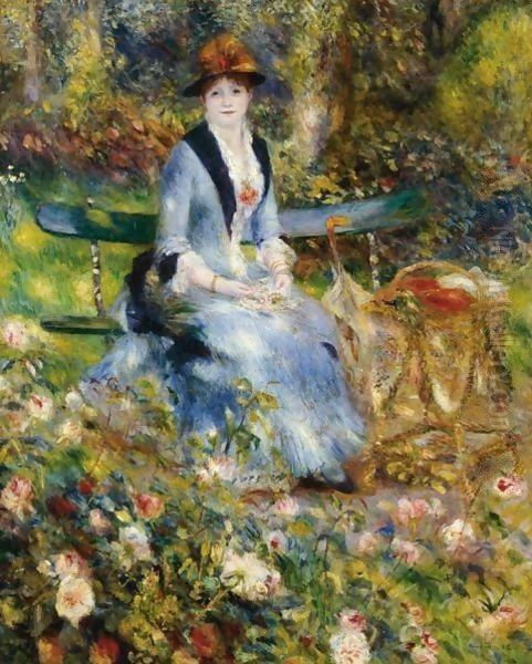 Dans Les Roses (Madame Leon Clapisson) Oil Painting by Pierre Auguste Renoir