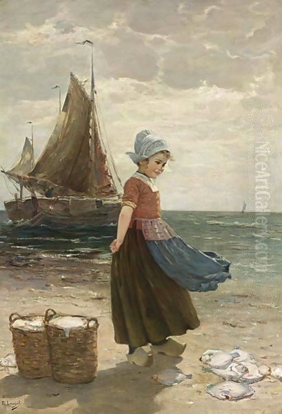 A Volendam Girl Oil Painting by Edmond Louyot