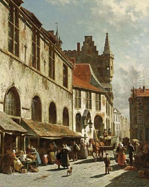 Une Vue De La Boucherie A La Madeleine A Maline, Belgique Oil Painting by Jacques Carabain