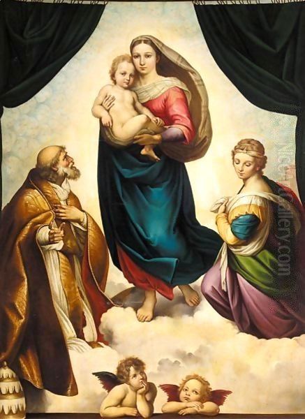 The Sistine Madonna Oil Painting by Raphael (Raffaello Sanzio of Urbino)