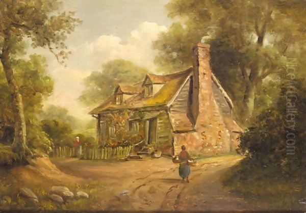 Cottage Scenes Oil Painting by John Moore Of Ipswich