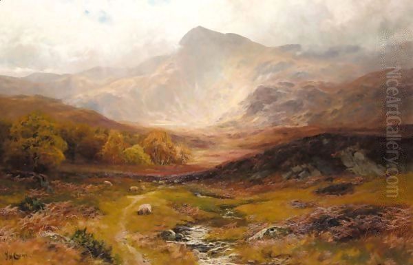 Landscape In Wales Oil Painting by James Henry Crossland