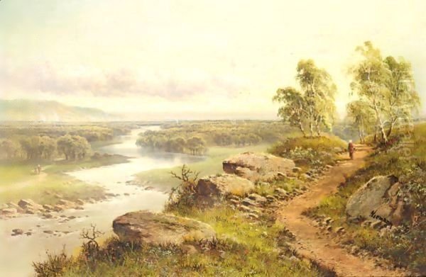 View Over A Valley Oil Painting by Edward H. Niemann