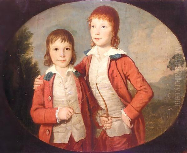 Portrait Of Two Boys Oil Painting by David Allan