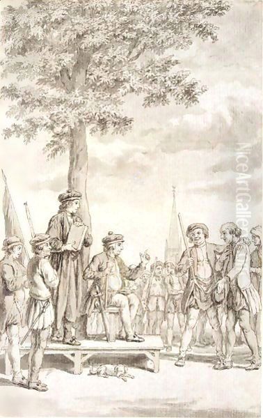 A Group Of Dissenters In Norfolk During Robert Kett's Rebellion Of 1549 Oil Painting by Samuel Wale