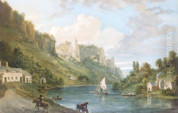 Symonds Yat On The River Wye Oil Painting by Paul Sandby