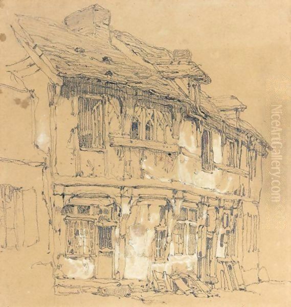 Study Of Old Houses Oil Painting by Richard Parkes Bonington