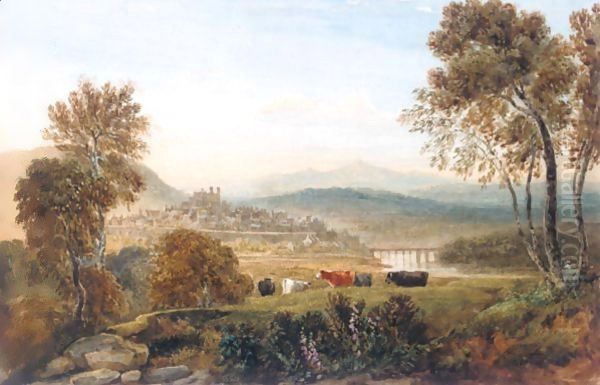 Hay On Wye Oil Painting by David Cox