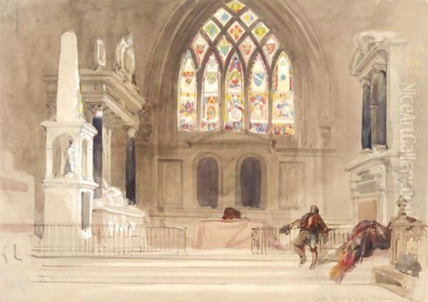 The Interior Of Stanford On Avon Church, Leicestershire Oil Painting by David Roberts