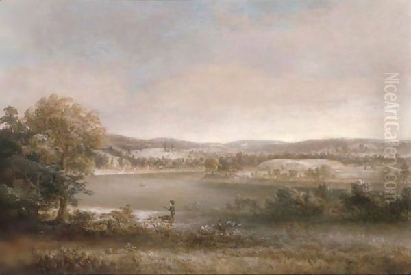 Early Winter, Hiawatha Island, Owego, New York Oil Painting by Thomas Doughty