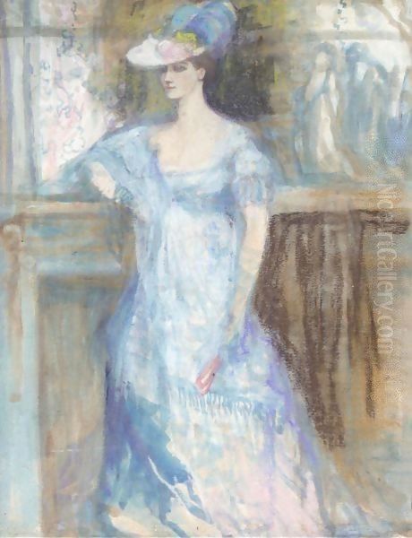 The Lady In Blue Oil Painting by Charles Edward Conder