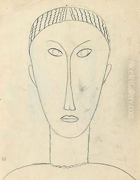 Tete De Face Oil Painting by Amedeo Modigliani