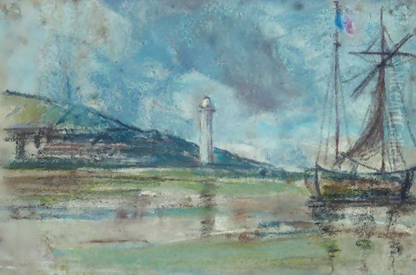 Le Phare A Honfleur Oil Painting by Eugene Boudin