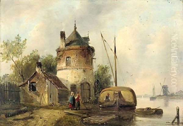 Paysage Hollandais Oil Painting by Johan Barthold Jongkind