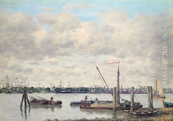 Rotterdam. La Meuse Oil Painting by Eugene Boudin