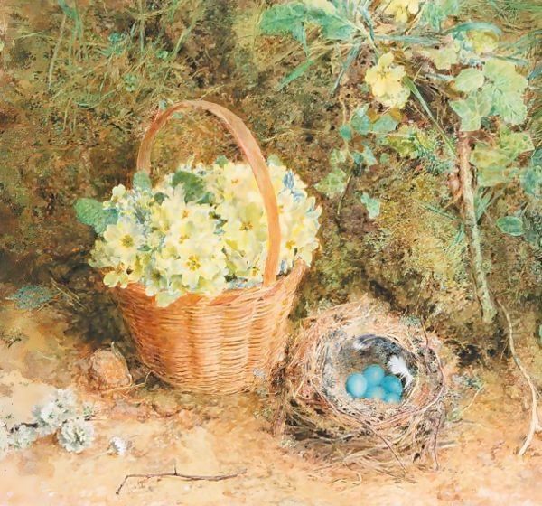 Primroses Oil Painting by William Henry Hunt