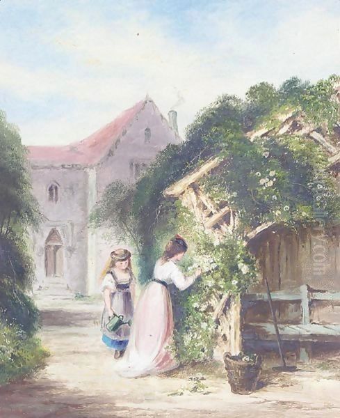 Garden scene Oil Painting by S.L. Kilpack