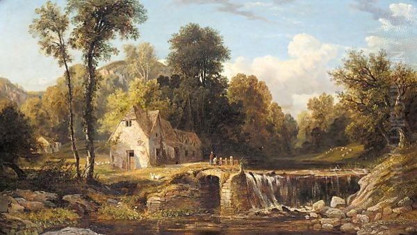 By the waterfall Oil Painting by Henry Hewitt