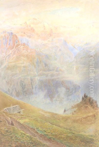 Sunset glow on the Jungfrau Oil Painting by Harry Goodwin