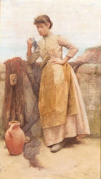 In thought Oil Painting by Walter Langley